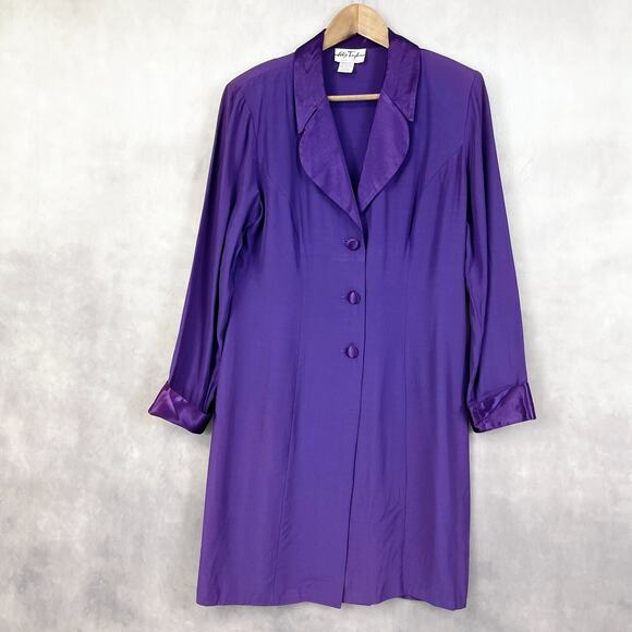 Vintage Alix Taylor Womens Shirt Dress Size 10 Retro 80s Purple‎ Minimal READ - Picture 1 of 13